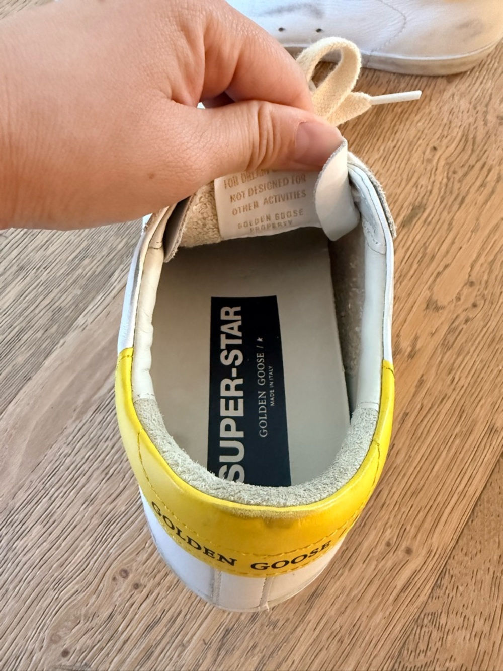 Golden Goose White Sneakers with Yellow Heel Accent - Picture 5 of 9